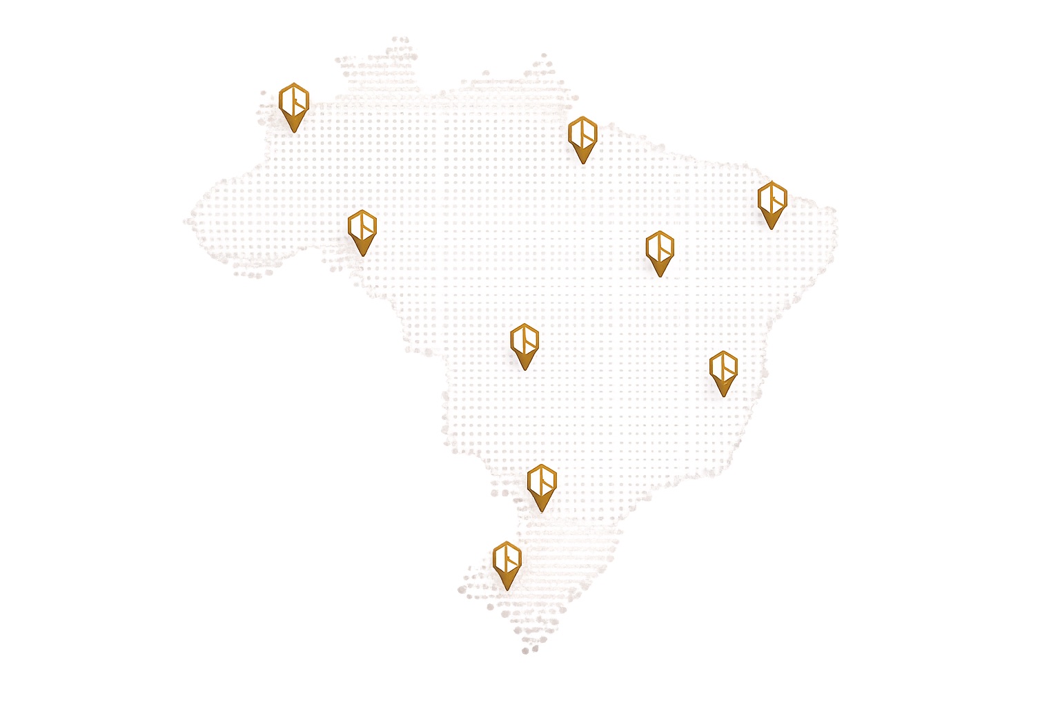 Mapa do Brasil representando o atendimento nacional da Incorium